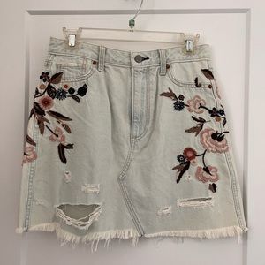 Abercrombie Embroidered Denim Skirt